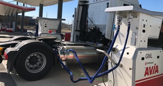 Truck at a Avia gas station